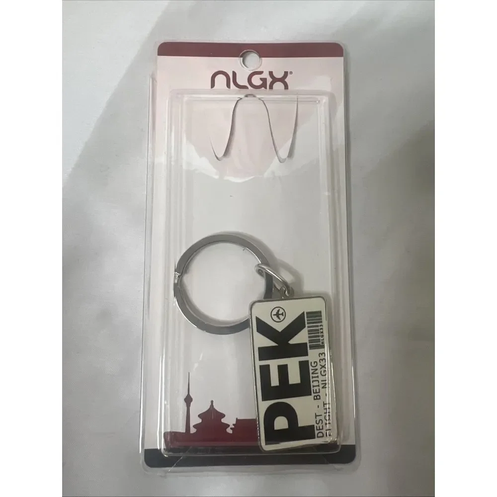 Pek Beijing Keychain Keyring Metal Silver Souvenir Flight Keepsake‎